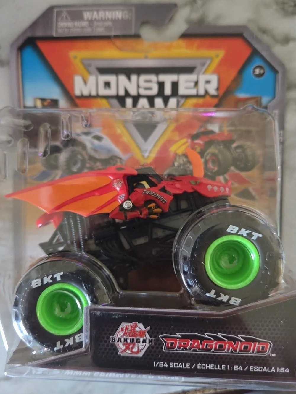 Dragonoid Kids Toy Truck - Red and Orange with Green Wheels